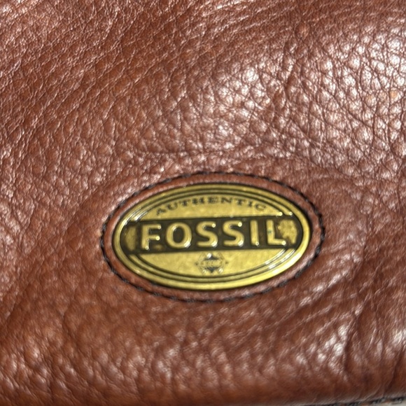 Fossil Rich Brown cognac Leather Crossbody Bag brass hardware Y2K boho western - Picture 2 of 9